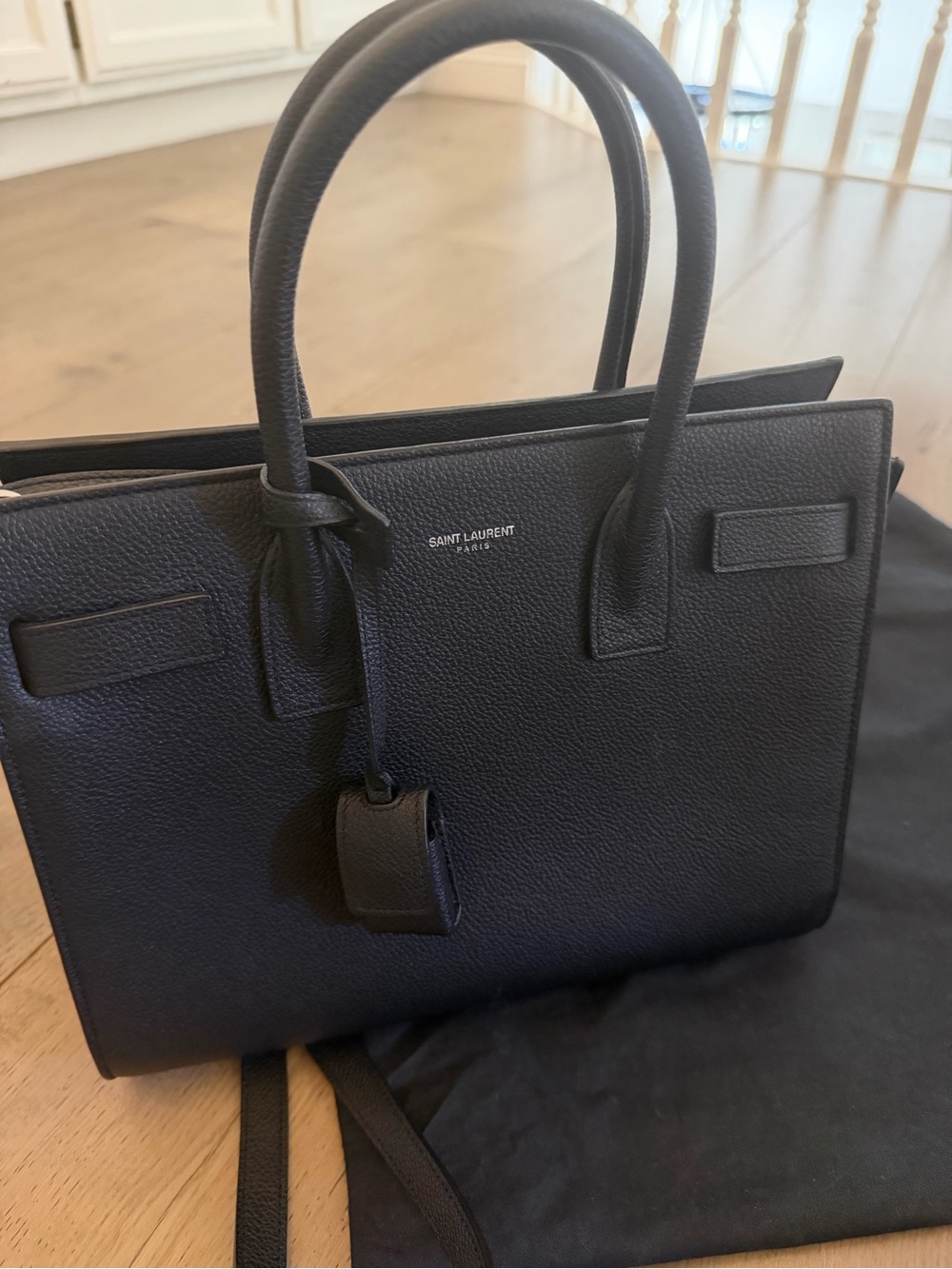 Saint Laurent Black Grained Leather Sac de Jour, like new!